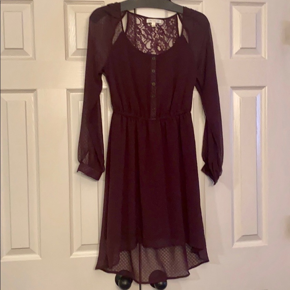 Love, Fire Sheer LS Dress